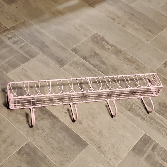 None Other - Cotton Candy Pink Metal Hook Wall Shelf None Other - Cotton Candy Pink Metal Hook Wall Shelf